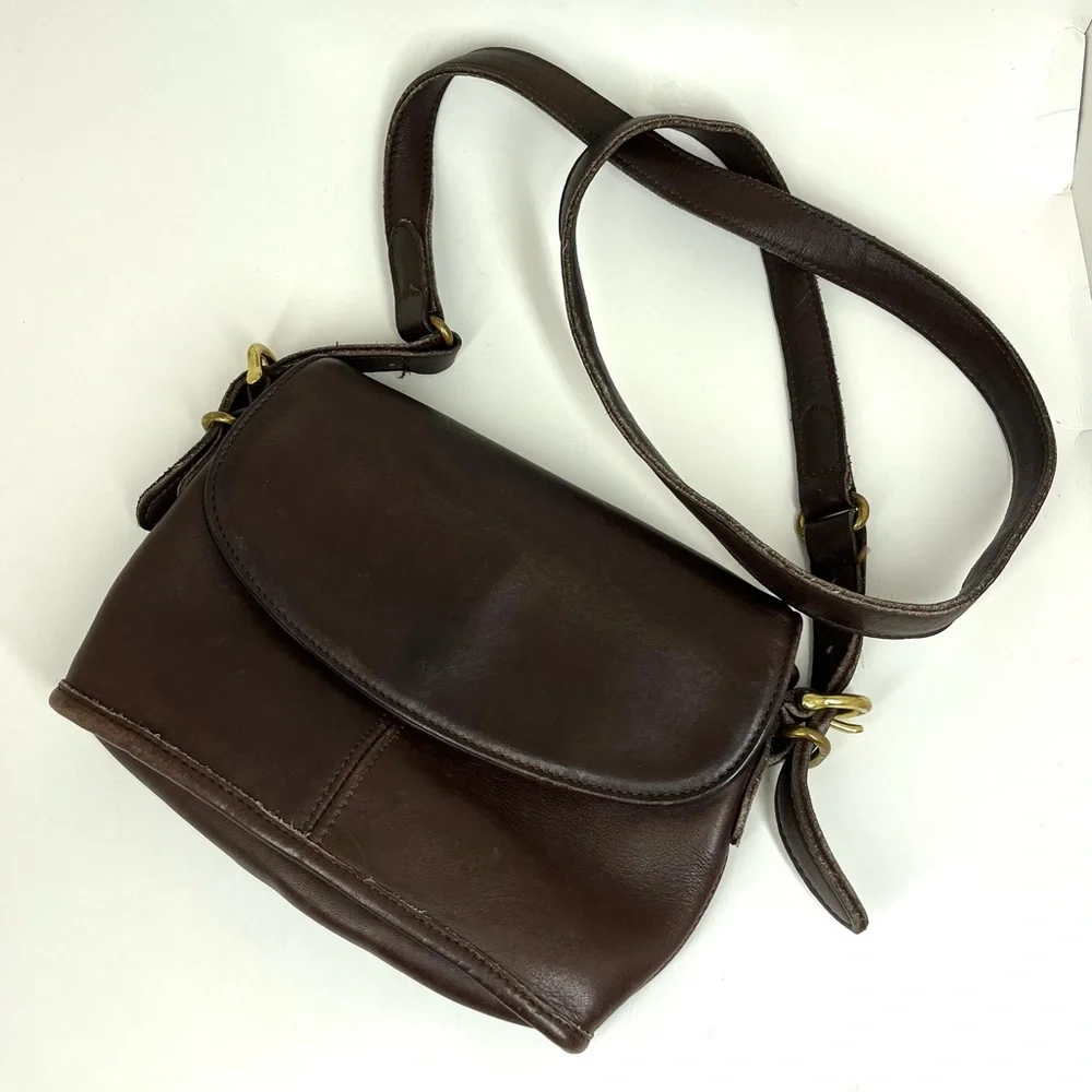 Vintage Coach Brown Leather Small Crossbody Bag Pre Owned